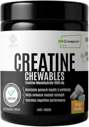 ATP Science Creatine Chewables with 3g Creapure Creatine Monohydrate Per Serve, German-Made, High Purity, Convenient On-the-Go Format, No Water Needed, 90 Tablets, Flavour - Orange