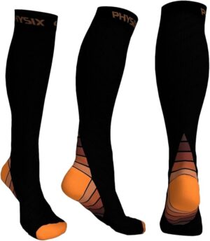 Physix Gear Compression Socks for Men & Women (20-30 mmHg) Best Graduated Athletic Fit for Running, Nurses, Shin Splints, Flight Travel & Maternity Pregnancy - Boost Stamina, Circulation & Recovery