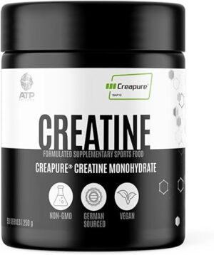 ATP Science Creatine Monohydrate Creapure®, Creatine for Strength, Performance and Recovery, Pre or Post-Workout, Creatine for Women and Men, Non-GMO, Unflavoured 250g