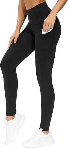 THE GYM PEOPLE Thick High Waist Yoga Pants with Pockets Tummy Control Workout Running Yoga Leggings for Women