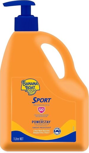 Banana Boat Sport Sunscreen Lotion SPF50+ 1L, UVA/UVB, Non-Greasy, Sweat Resistant, 4-Hour Water Resistant, Made in Australia