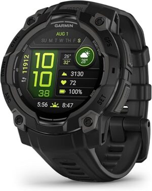 Garmin Instinct 3 45mm AMOLED Display Rugged Outdoor GPS Smartwatch, Metal-Reinforced Bezel, Built-in Flashlight, Up to 18 Days of Battery Life, Black