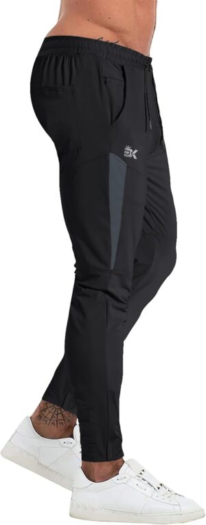 BROKIG Men's Gym Track Pants, Tapered Joggers Lightweight Quick Dry Casual Workout Sports Running Pants with Zip Pocket