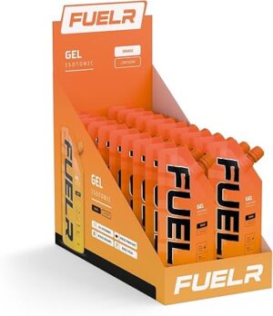 FUELR Isotonic Energy Gel - Running - Fast-Absorbing Carbs for All Athletes, Runners, Cyclists, Endurance Sports – Gels for Marathon, Triathlon, Cycling, Football (Orange, 20 Gels)