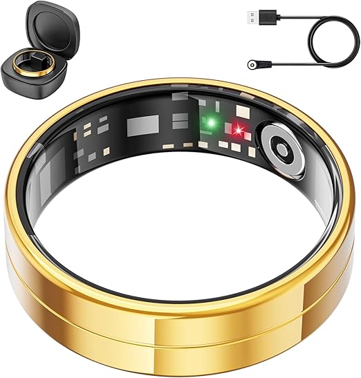 2025 New Ultra-Thin Smart Ring, 24/7 Automatically Tracks Heart Rate, Blood Oxygen, Sleep, Body Temperature, Health Tracker for Men and Women, No Subscription Fee, Android & iOS