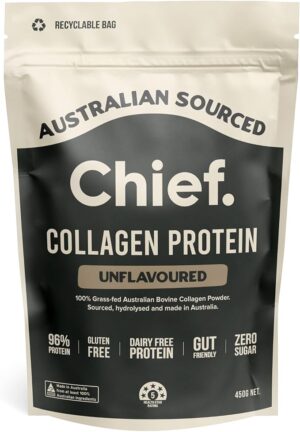 Chief Collagen Protein Powder, Unflavoured, 100% Organic Grass-Fed Aussie Beef, Supports Gut Health & Joints, Dairy Free & No Sugar, 30 Servings