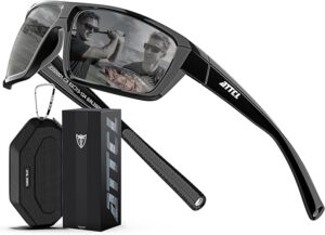 ATTCL Polarised Sunglasses Men for Running: UV400 Protection Lightweight TR90 Wraparound Sports Sun Glasses Fishing Cricket