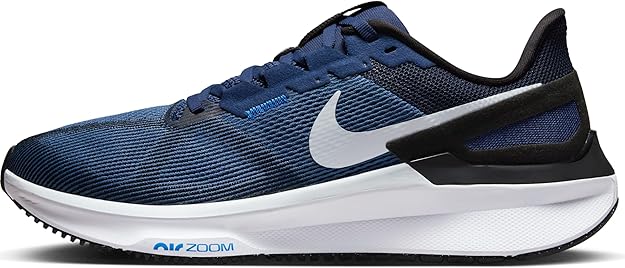 Nike Men's Air Zoom Structure 25 Stability Road Running Shoe – Midnight Navy/Platinum White