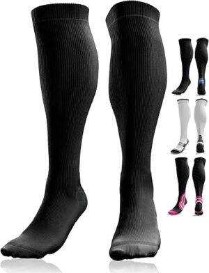 aZengear Compression Socks for Men, Women (20-30 mmHg) Anti DVT Calf Support Stockings, Flight Travel, Swollen Legs, Varicose Veins, Running, Sport, Nurses, Shin Splints, Pregnancy