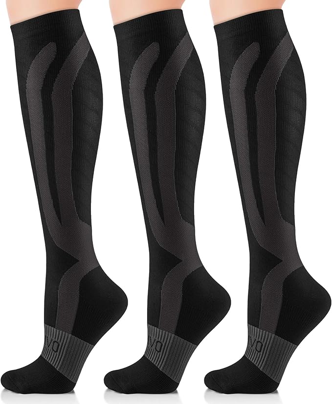 CAMBIVO 3 Pairs Compression Socks (20-30 mmHg) for Women and Men, fit for Running, Flight, Travel, Pregnancy, Nurses, Medical, Circulation and Recovery
