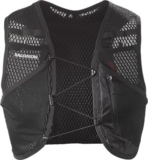 Salomon Active Skin 4 Compatible with Flasks Unisex Running Vest Hiking Trail, 4L, Precision Fit, Easy Access and Optimized Storage, Black